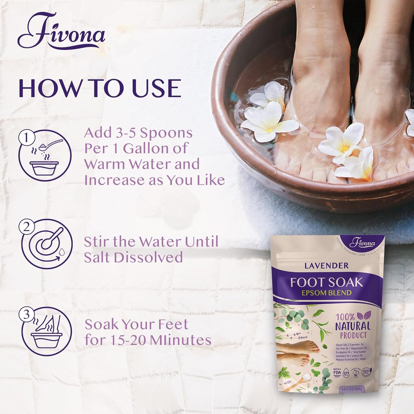 How to Use Foot Soak Blend Epsom Salt with Lavender 14.1 Oz