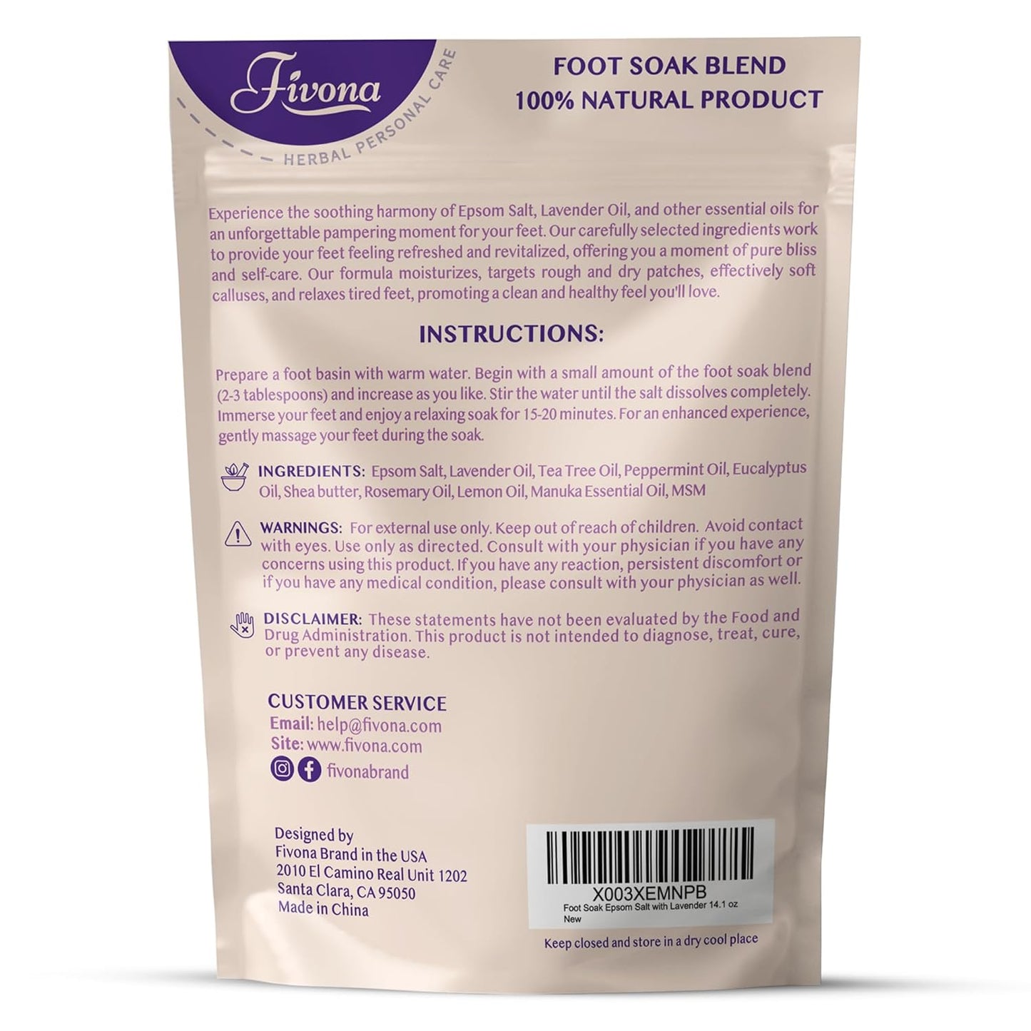 Calming Foot Bath Salt Instructions