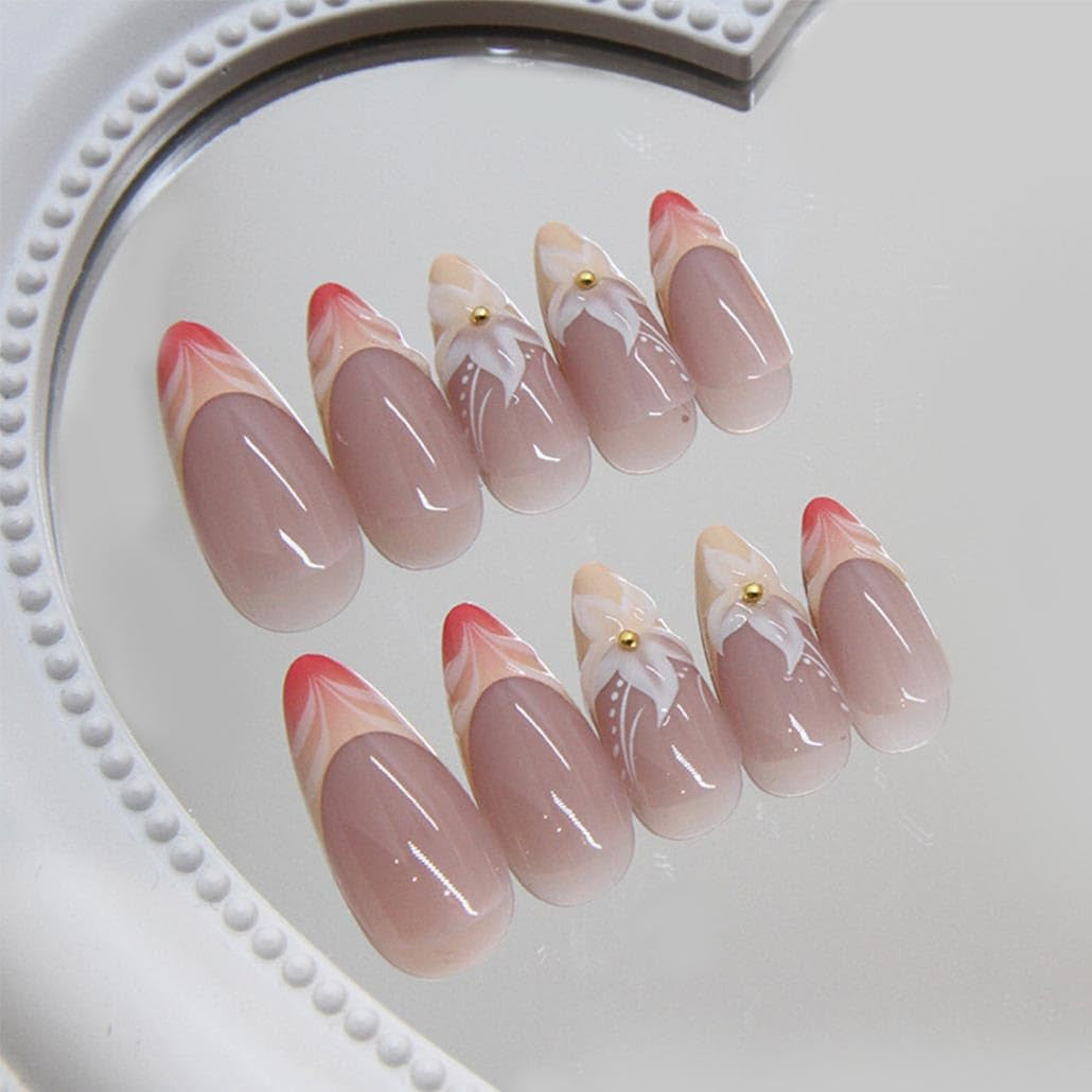 French Tip Press on Nails Almond