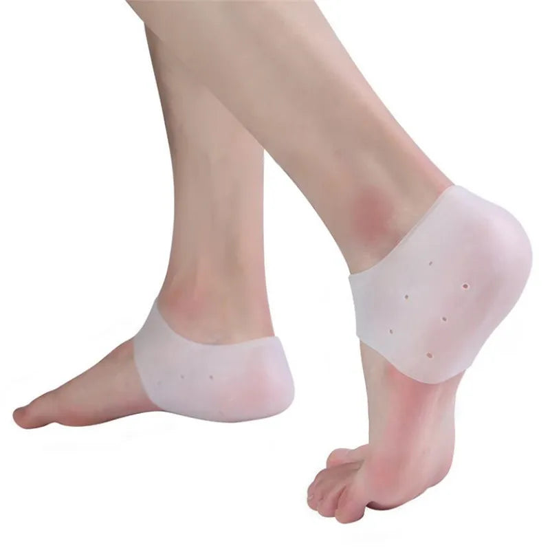 2Pcs White Moisturizing Gel Heel Socks