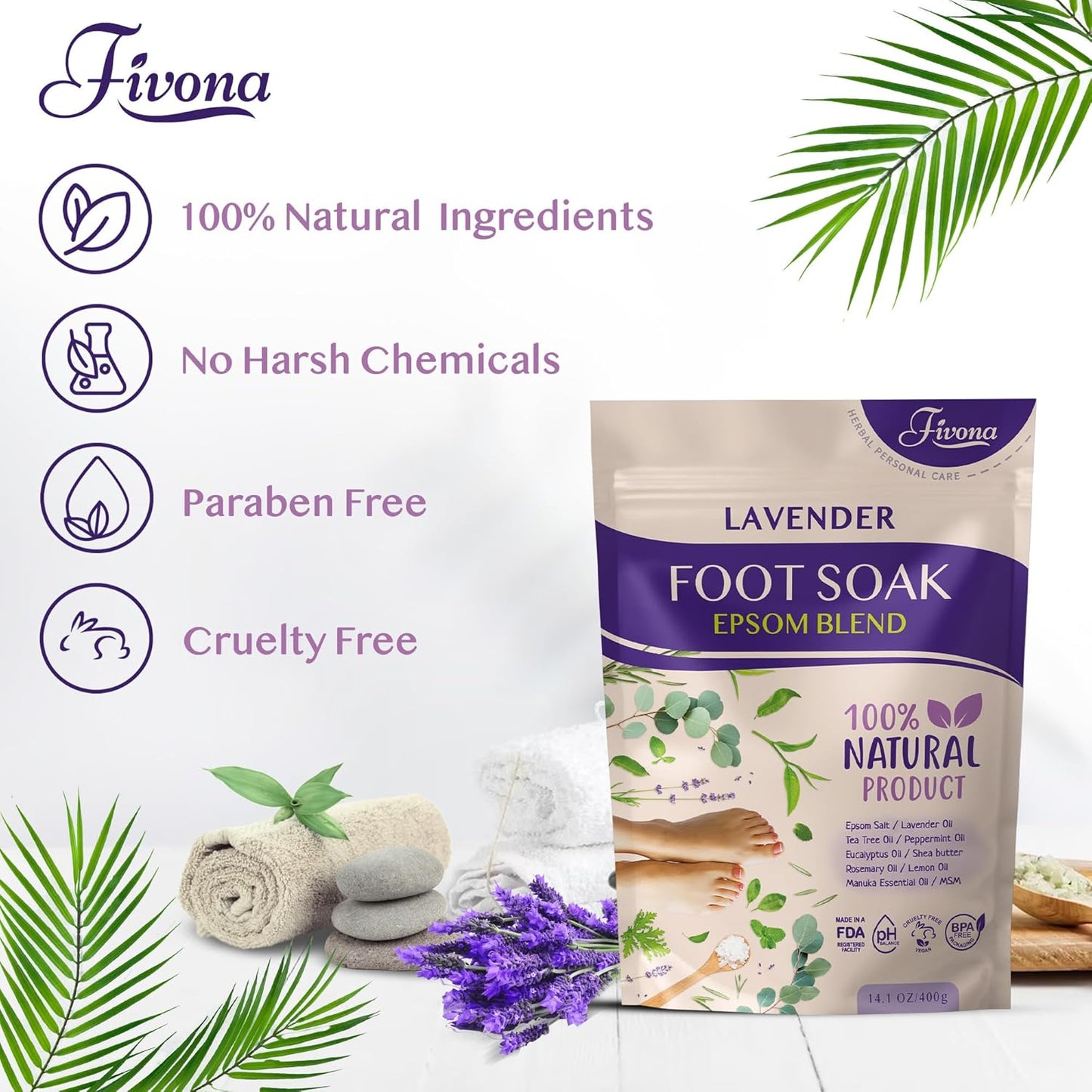 Foot Soak Blend Epsom Salt with Lavender 14.1 Oz