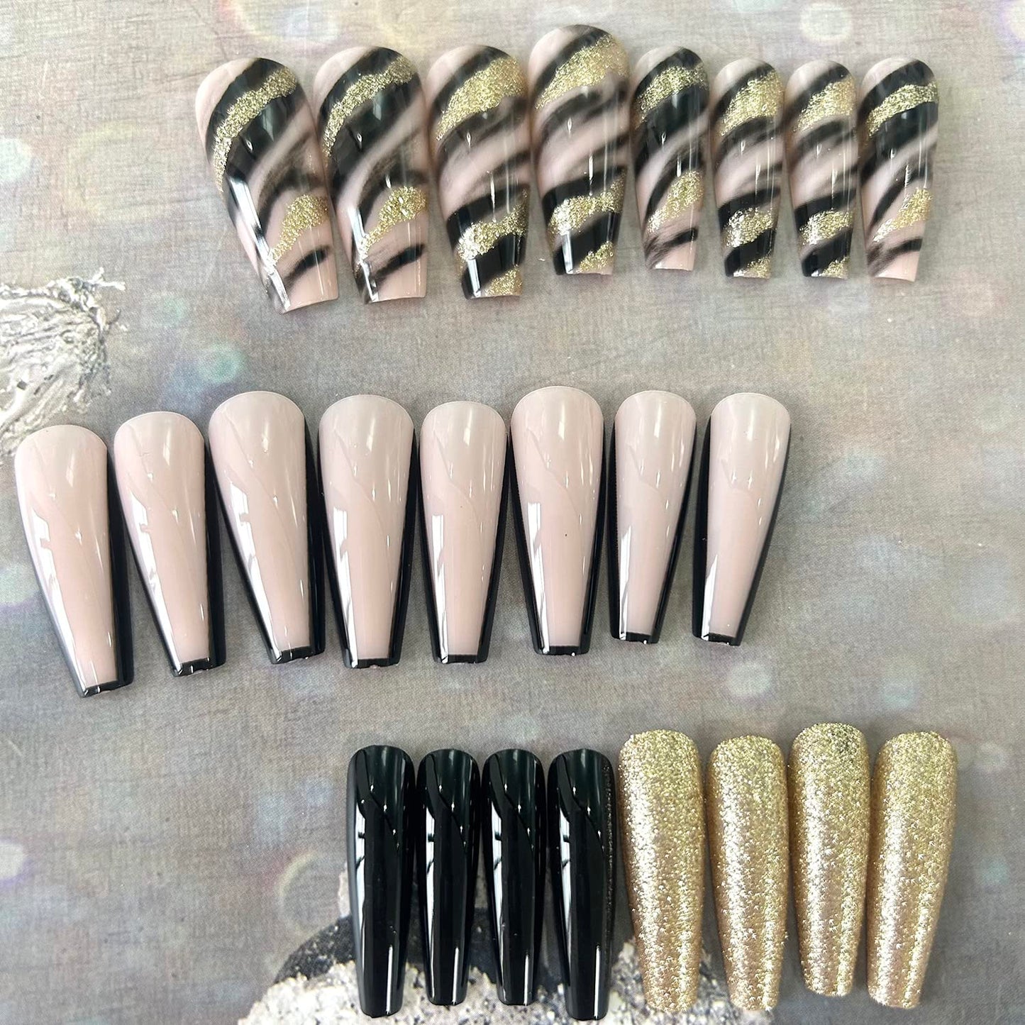 24 Long Glossy Press on Nails