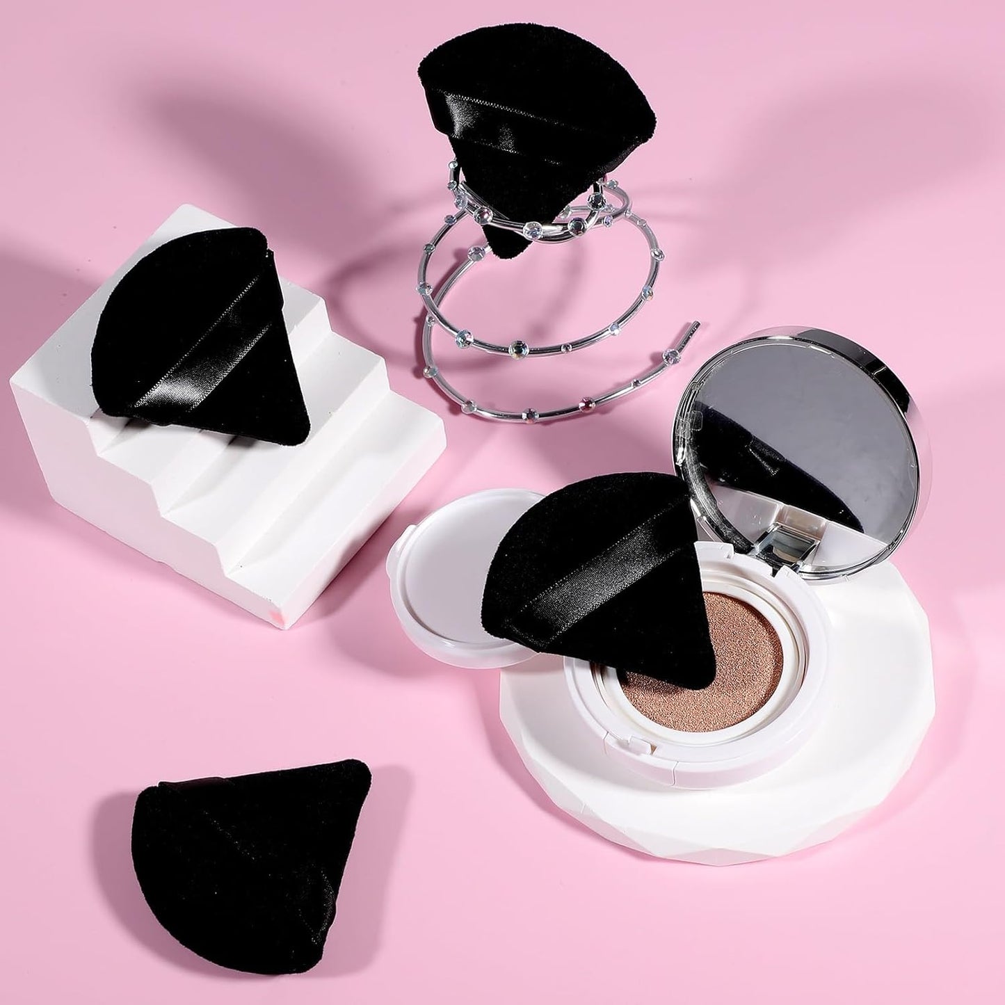 4Pcs Black Powder Puff Face Soft Triangle
