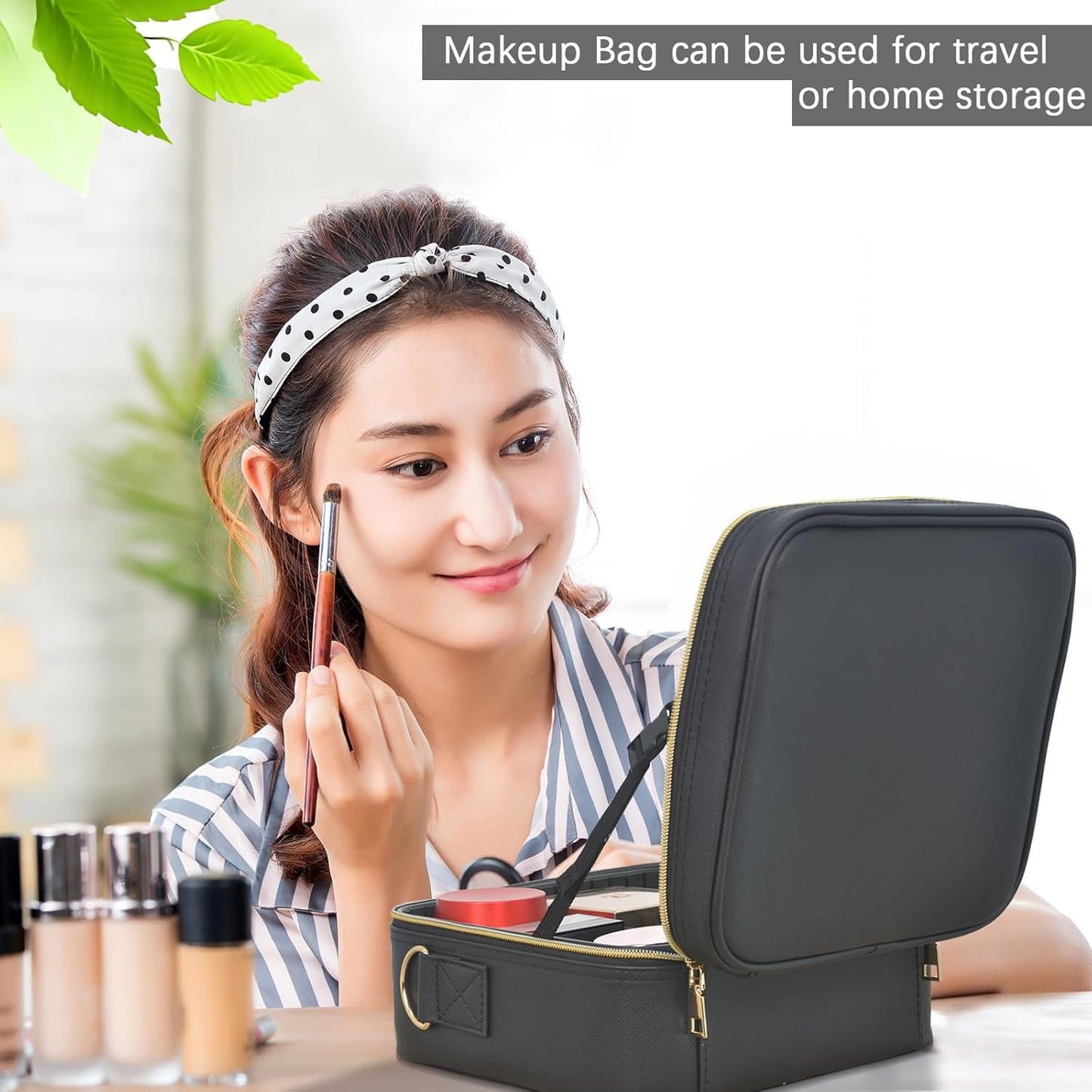 Travel Makeup Bag with LED Mirror