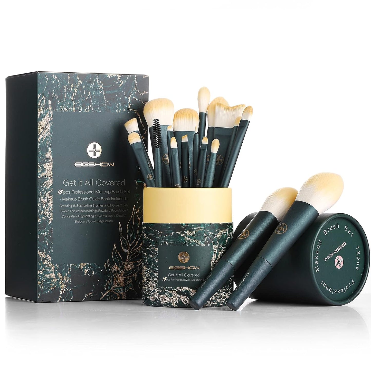 Makeup Brushes Kit with Eco Cylinder 2Cups Holder