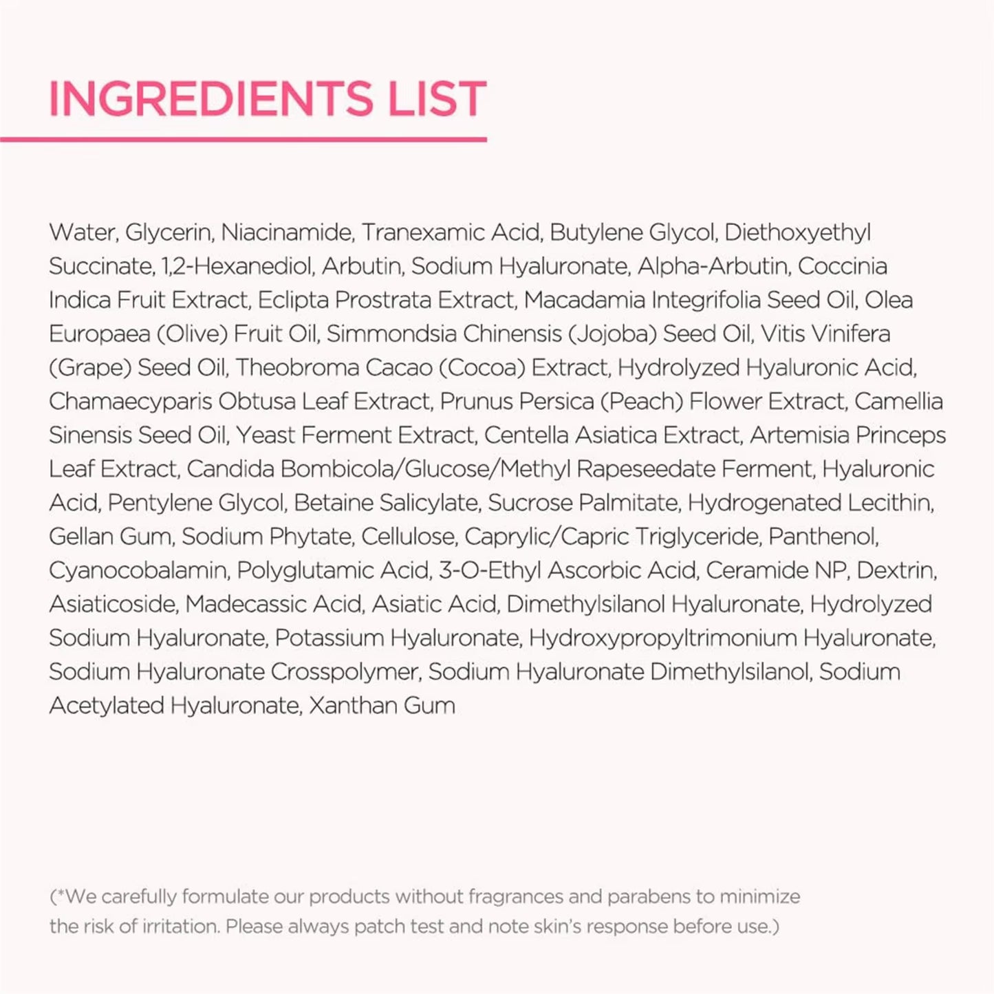 Anua Dark Spots Correcting Serum Ingredients List