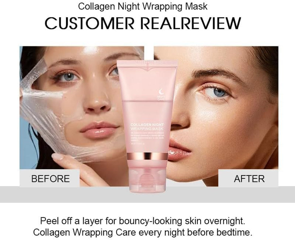 Before and After using Collagen Night Wrap Mask