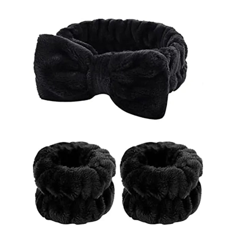 Black Wristband Headband Set