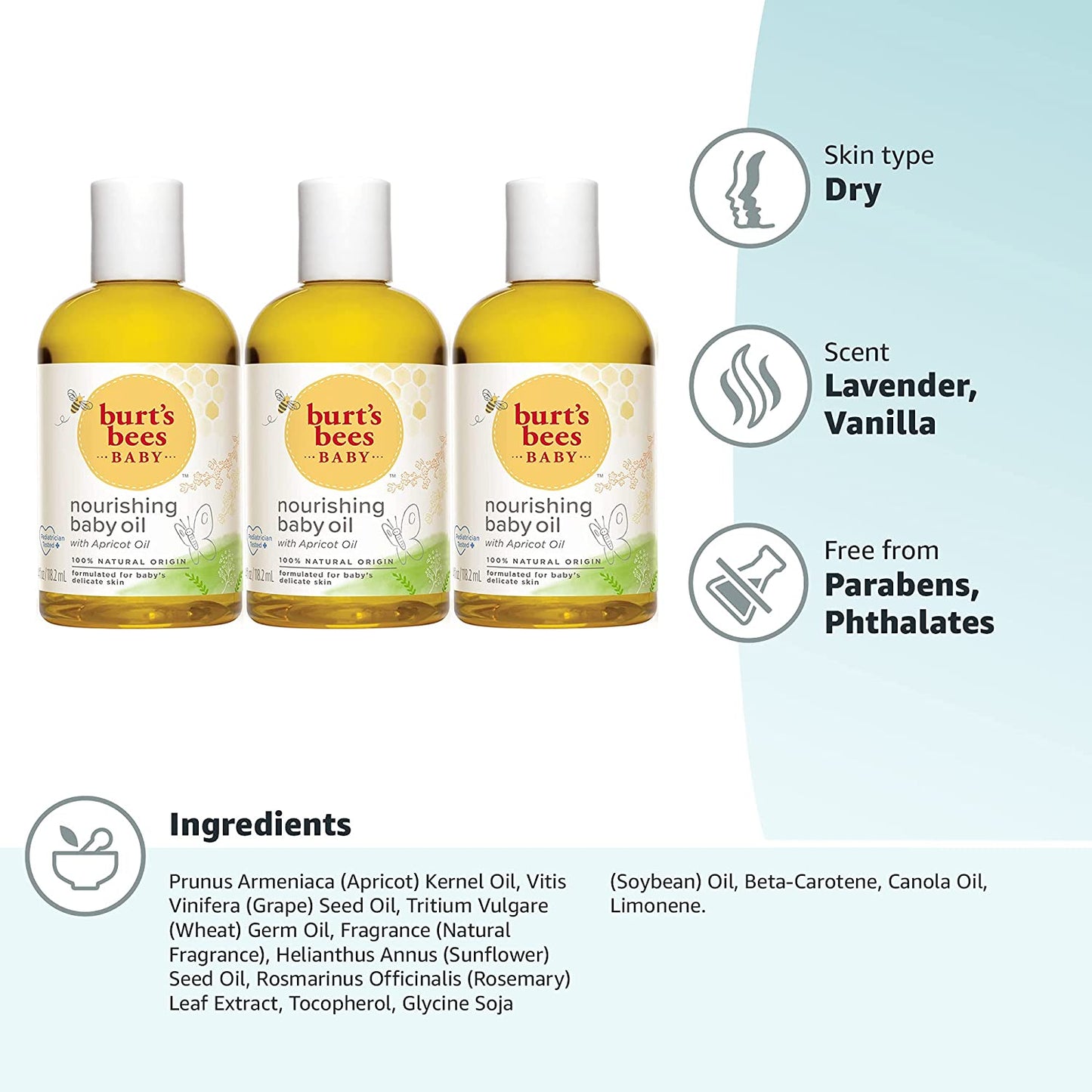 Burt's Bees Baby™ Nourishing Baby Oil ingredients