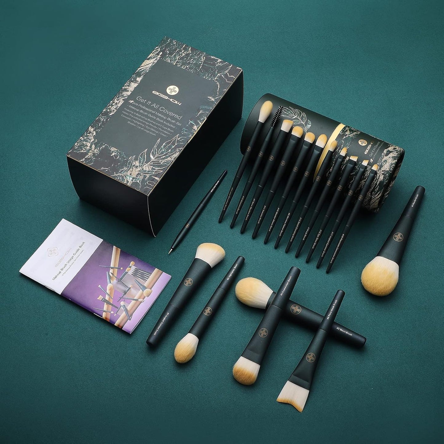 Professional Makeup Brush Travel Set with Eco Cylinder 2Cups Holder