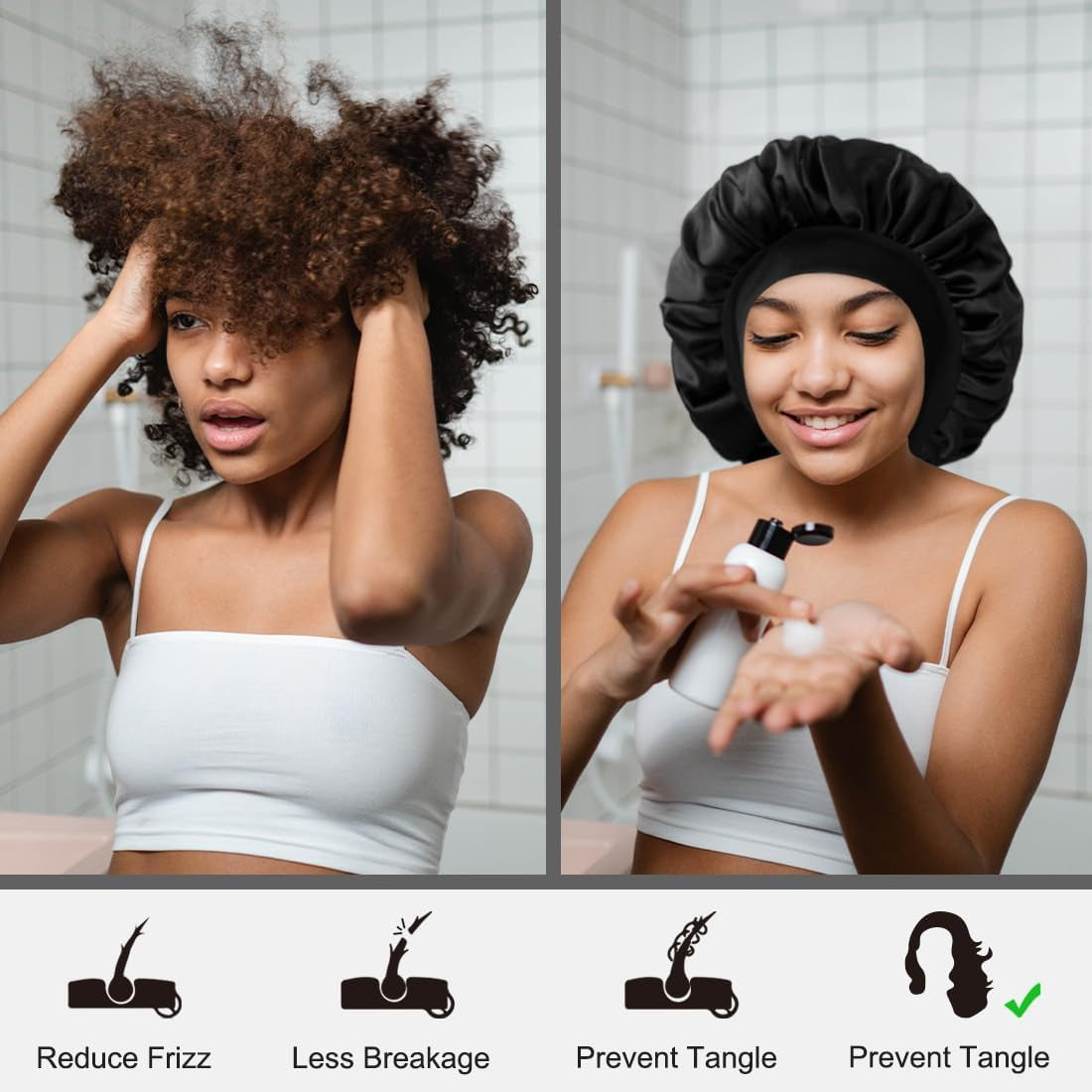 Silk Satin Bonnet Curly Hair