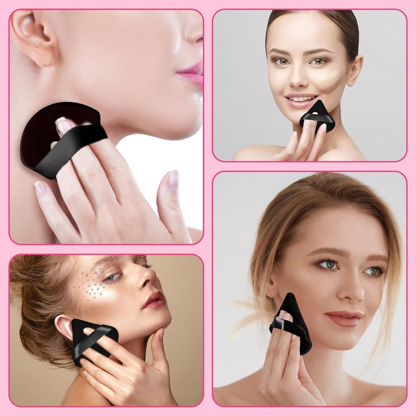 4 Ladies Using Soft Triangle Powder Puff