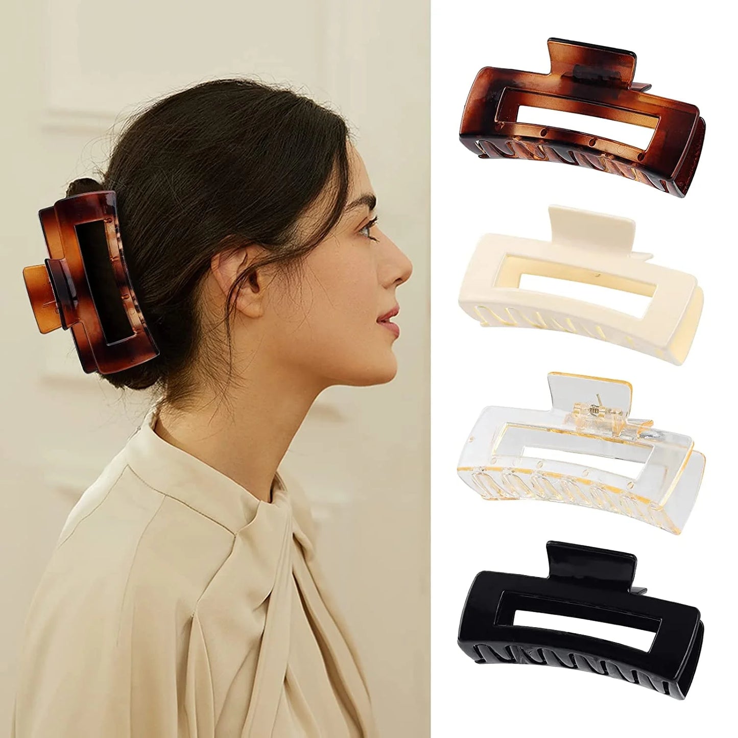 Large Hair Claw Clips in a woman's hair