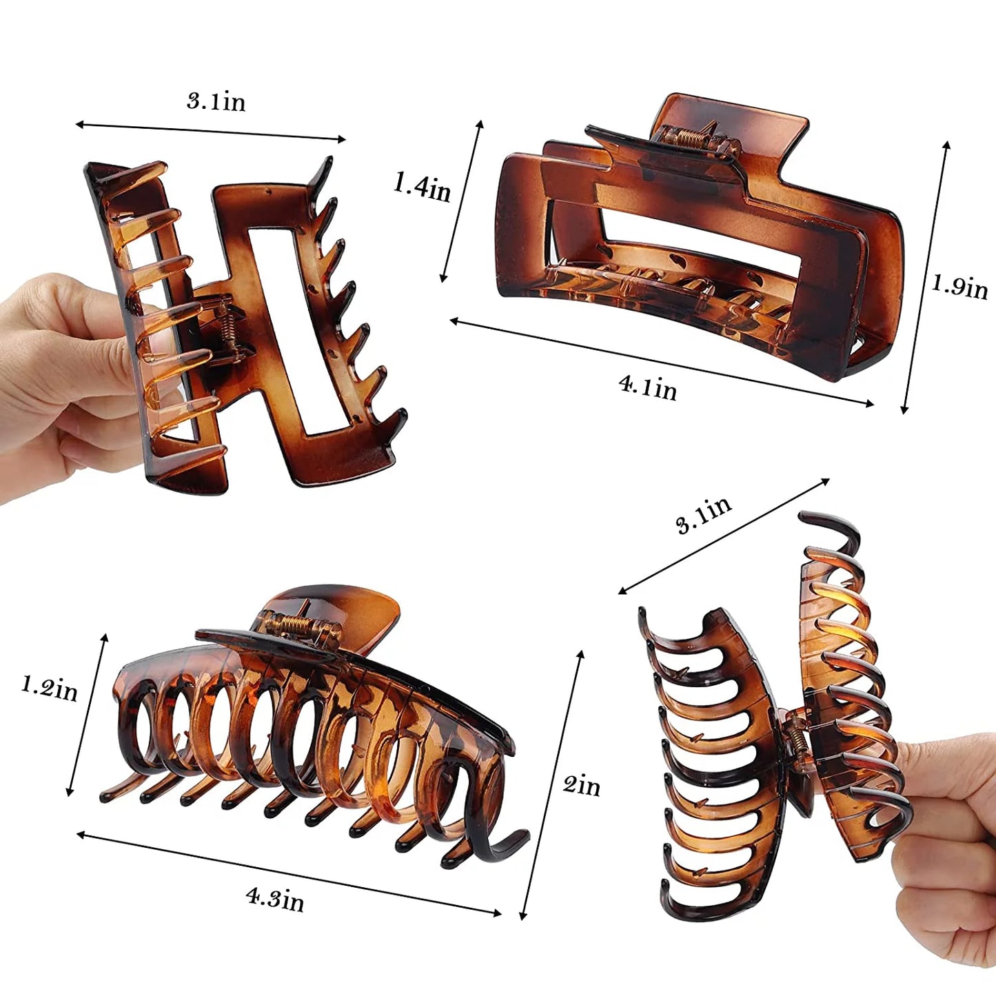 Large Hair Claw Clips sizes