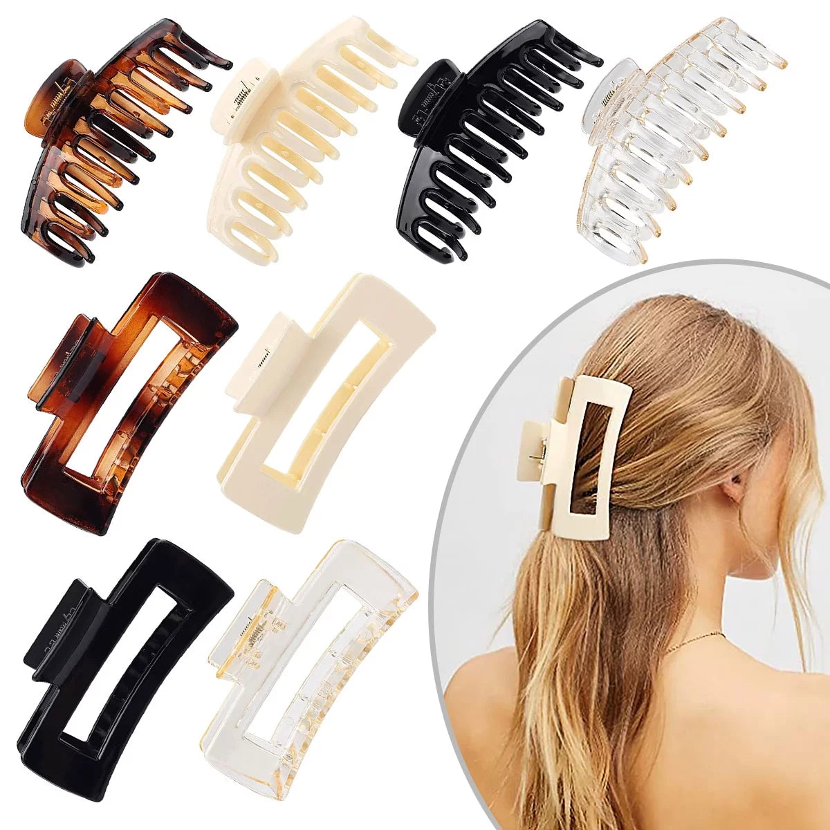 8 Pack Large Hair Claw Clips