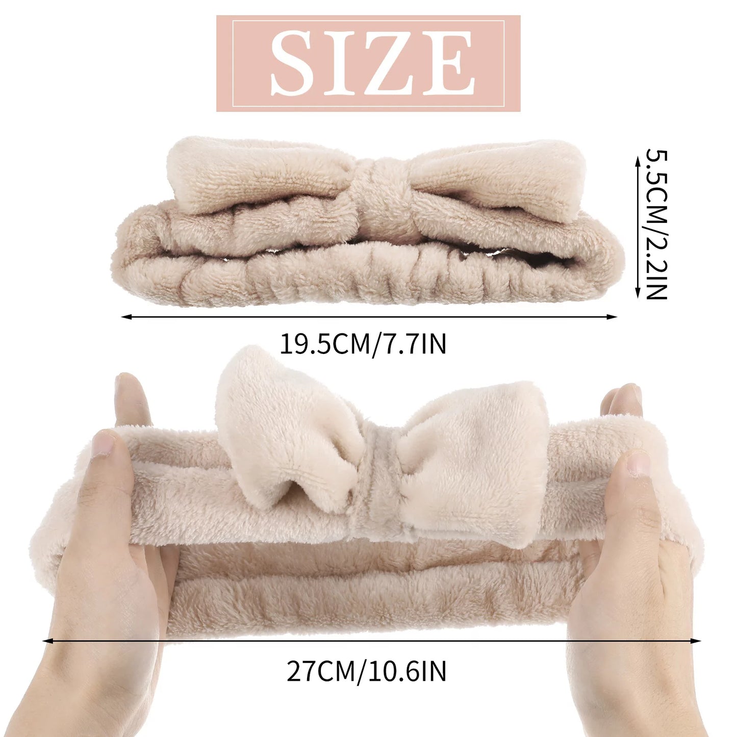 4 Pack Facial Bowknot Makeup Headband size