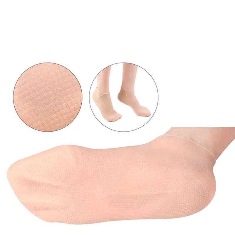 Orange Silicone Moisturizing Gel Heel Socks