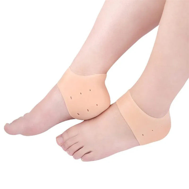 Orange 2Pcs Moisturizing Gel Heel Socks