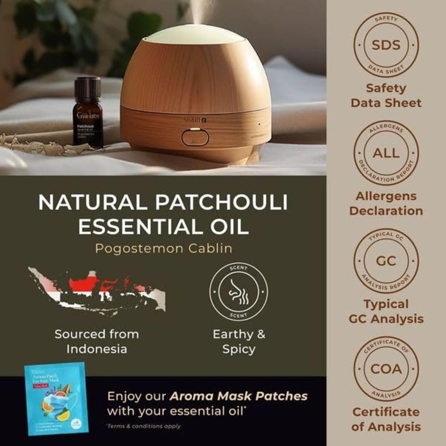 Pure Patchouli Oil for with 100% Natural Aromatherapy Oil for Diffusers, Skin, and Candle Making