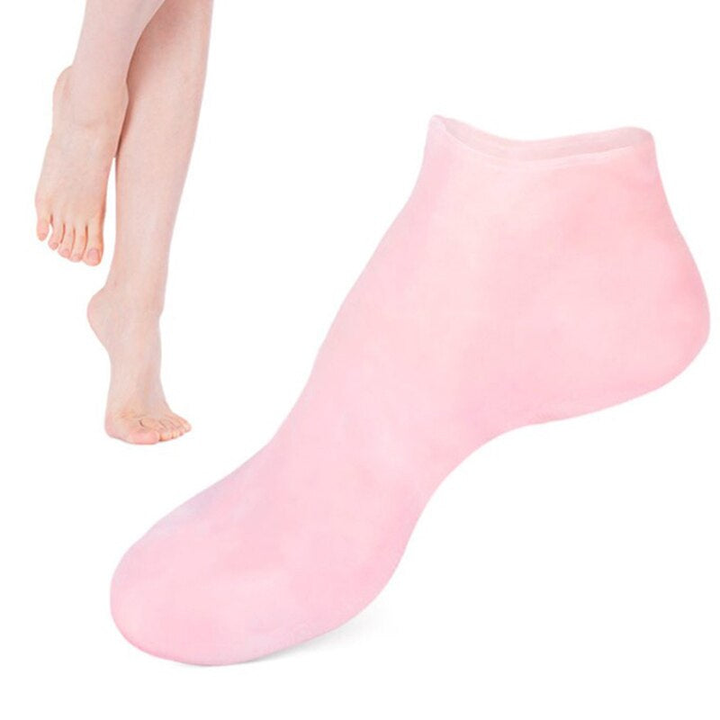 pink moisturizing gel socks