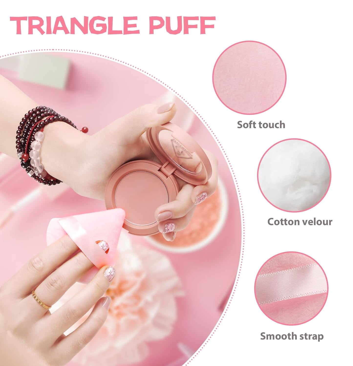 Pink Soft Triangle Makeup Puff