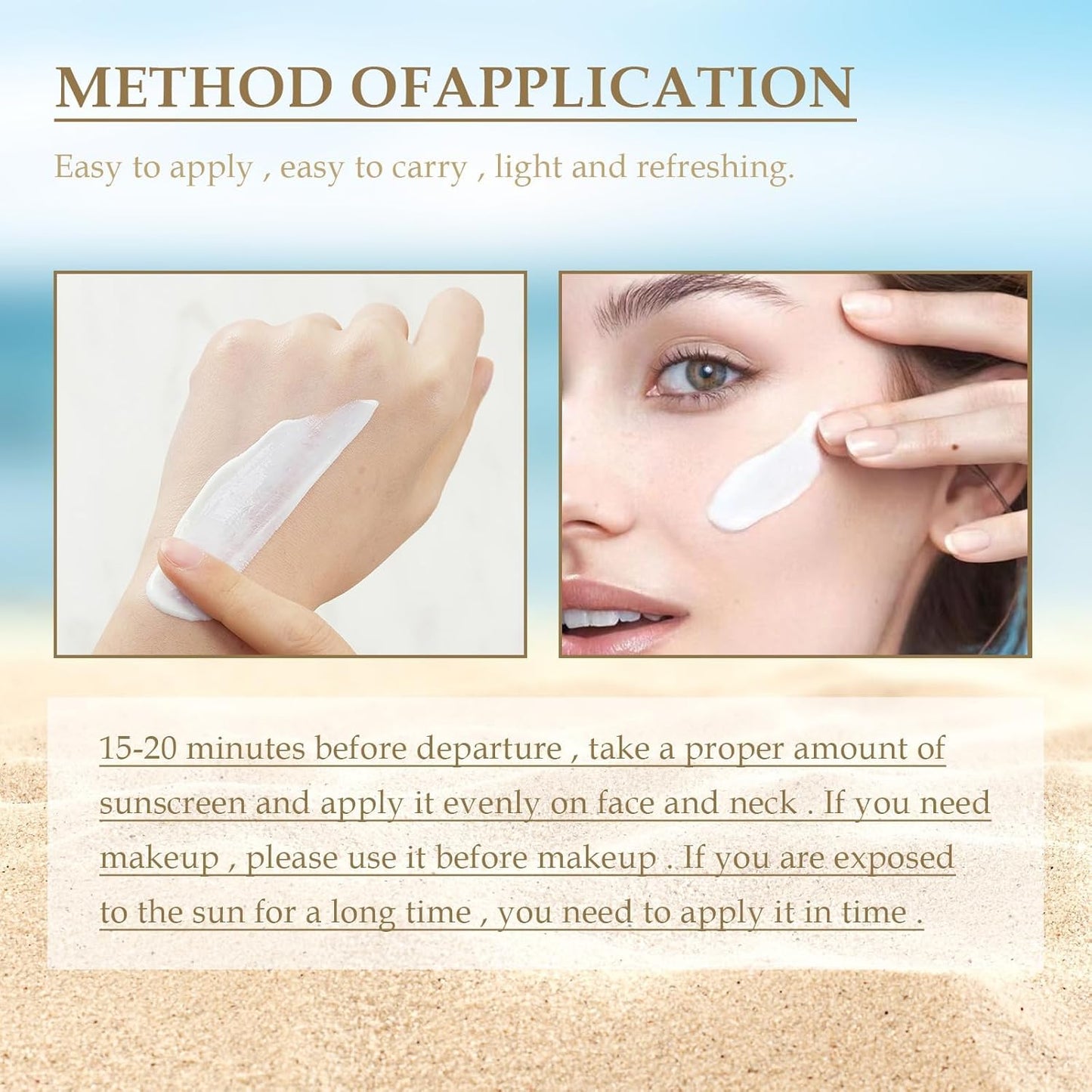 2PCS Relief Sun Organic Sunscreen SPF50 Method of Application