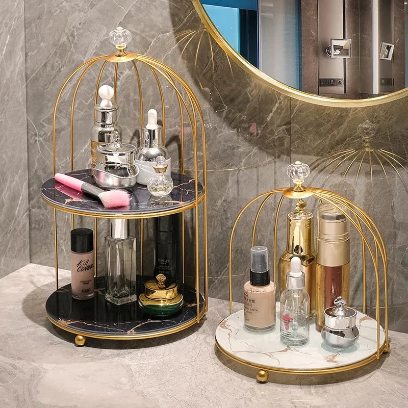 two bathroom Makeup Organizer Rack