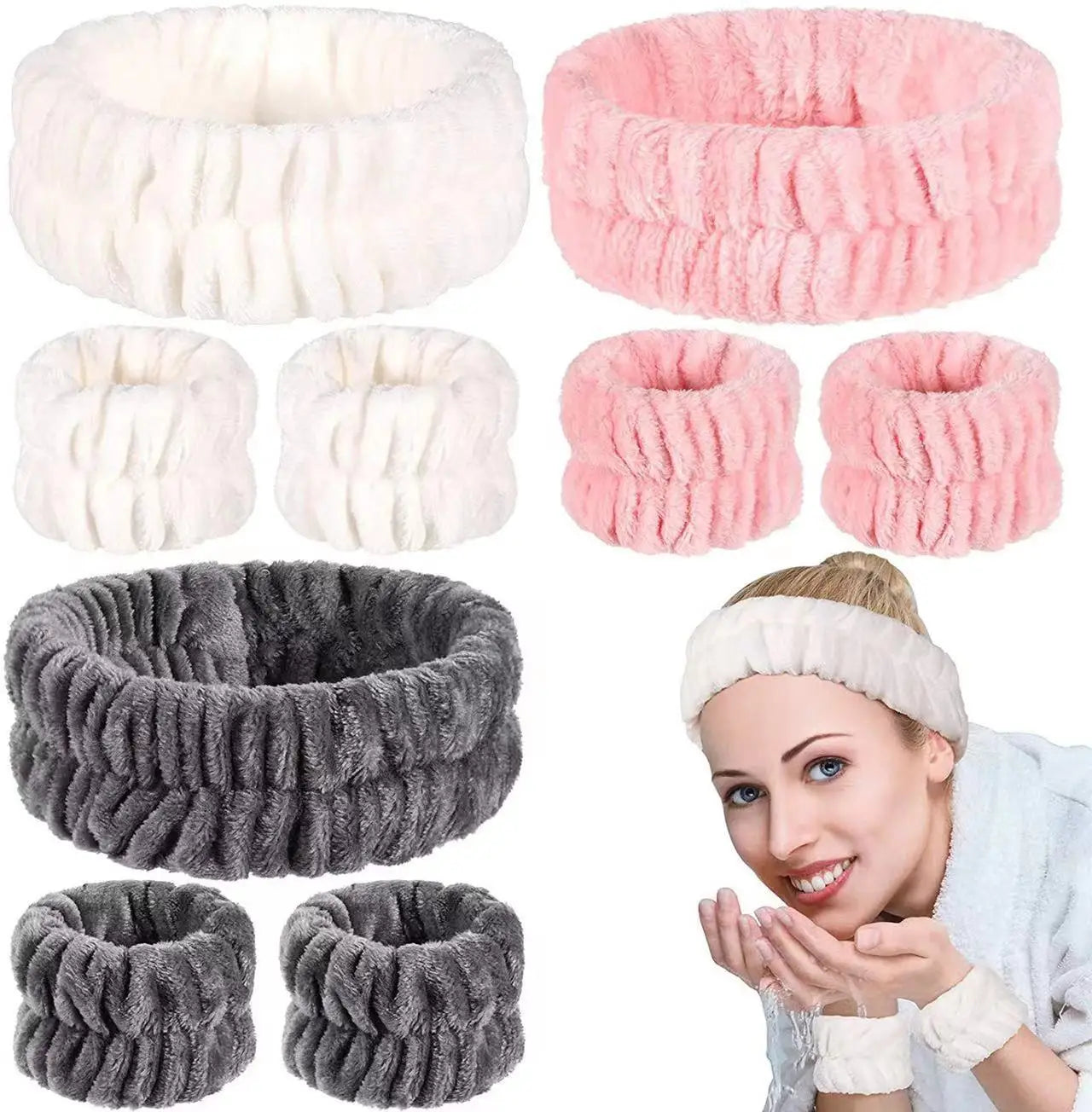 women's head and wristband set in three colors