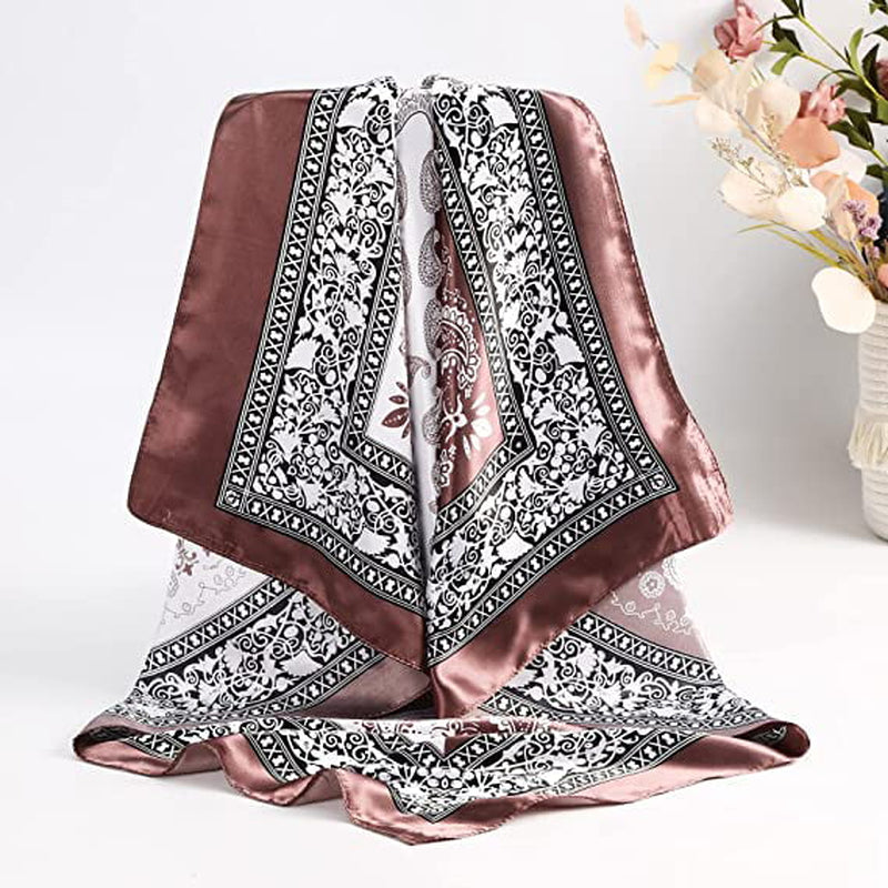 35” Large Square Satin Head Scarf - 3Pcs Satin Hair Scarves Silk Bandana Scarf Headscarf Silk Feeling Scarf for Women