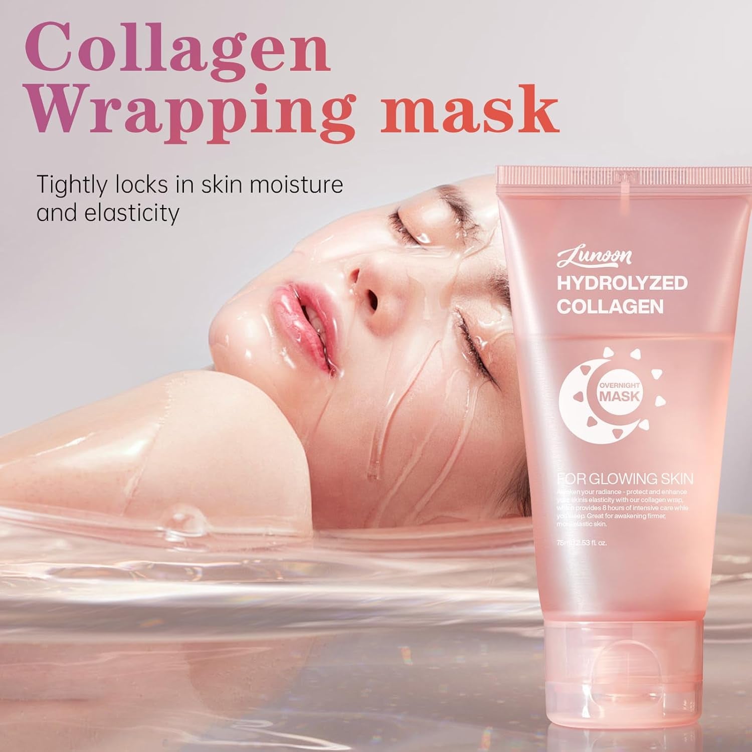 Collagen Night Wrapping Mask, Pore Minimizing Reduces Sagging Elasticity Improvement, Overnight Collagen Hydration Face Mask. (1Pcs)