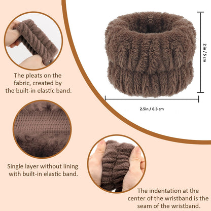 Bear Ears Spa Headband Wristband Set Cute Animal Skincare Headband Funny Makeup Headband for Washing Face Fluffy Elastic Face Wash Hair Band for Women Girls Trendy Stuff (Brown)