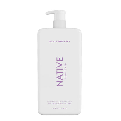 Body Wash, Sulfate Free, Lilac & White Tea, for Women and Men, 36 Oz