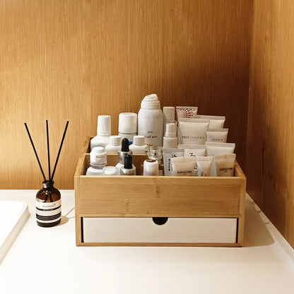 Bamboo Cosmetic Drawer Storage Box
