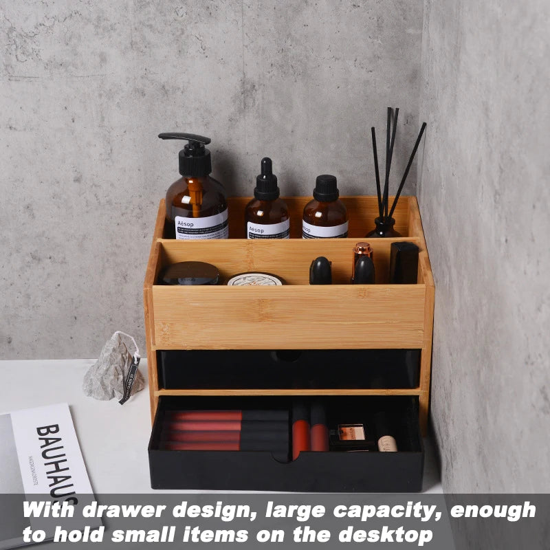  Bamboo makeup Drawer Storage Box 