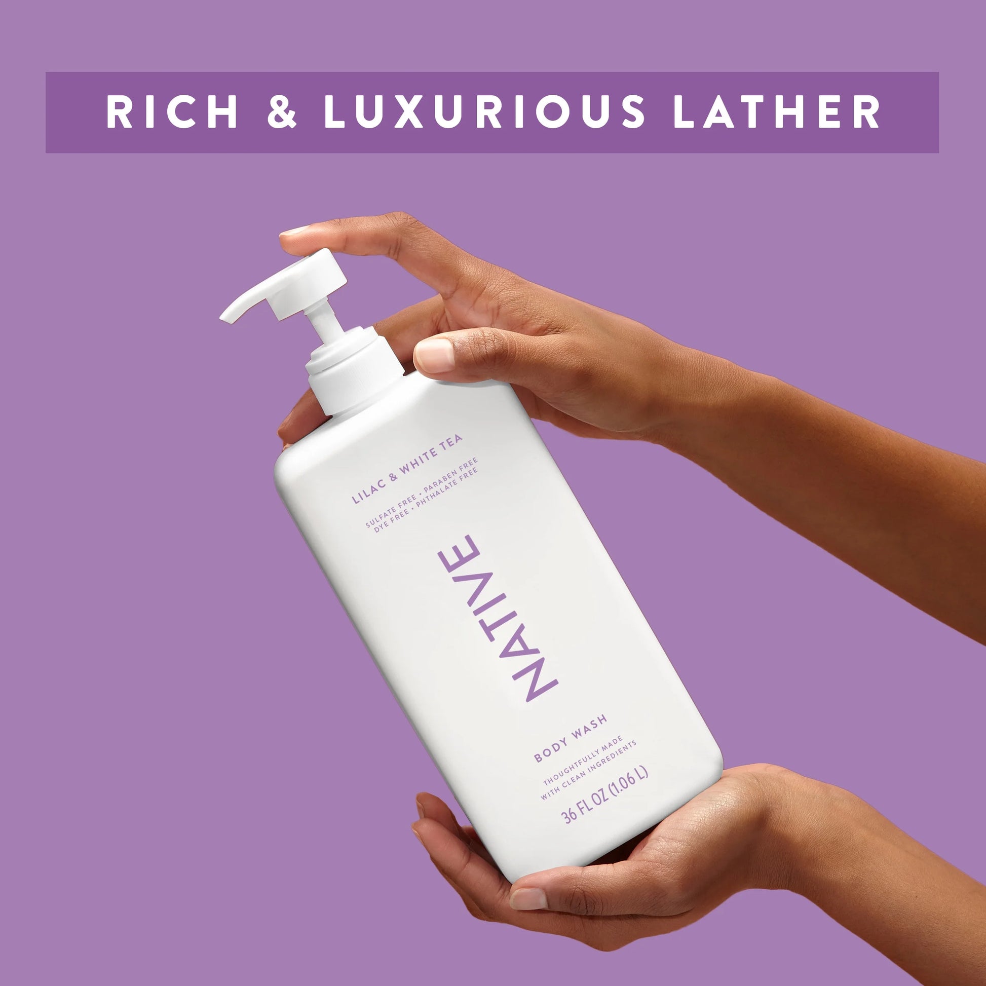 Body Wash, Sulfate Free, Lilac & White Tea, for Women and Men, 36 Oz