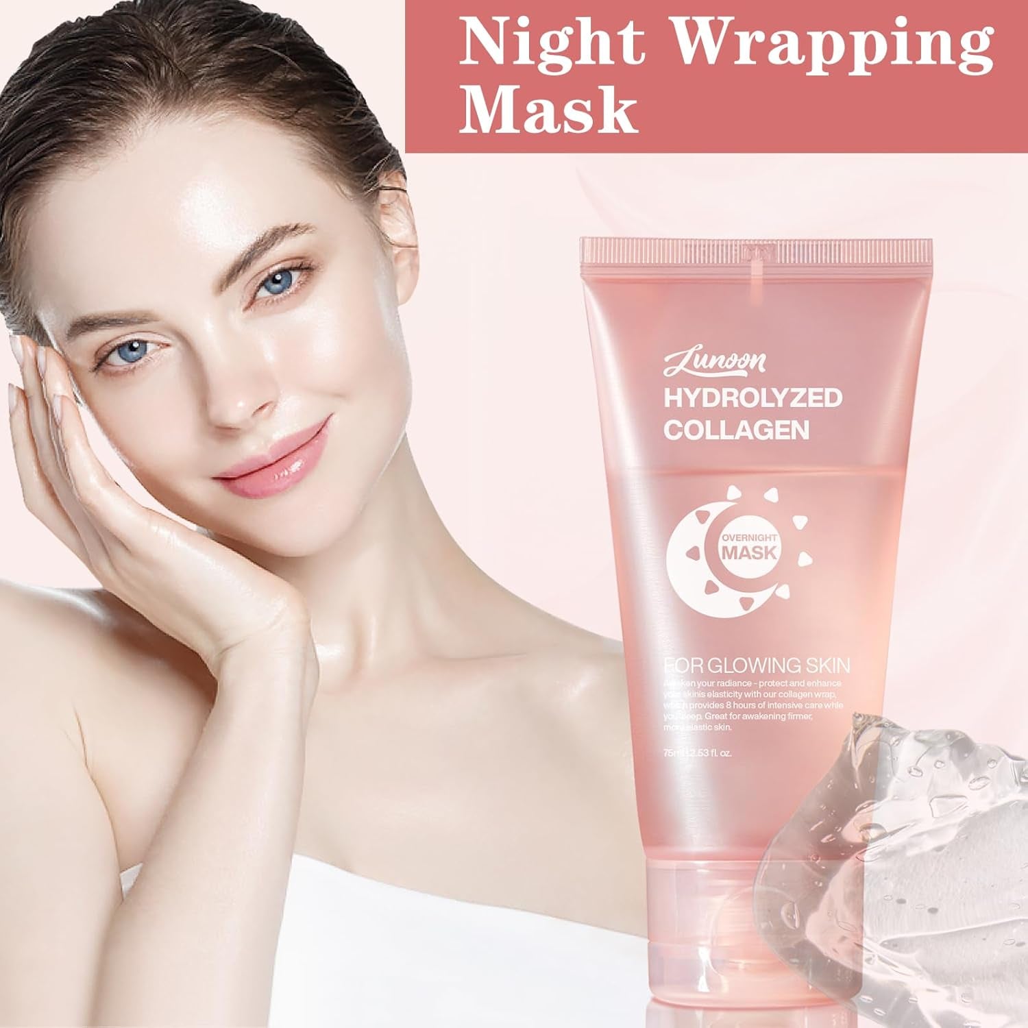 Collagen Night Wrapping Mask, Pore Minimizing Reduces Sagging Elasticity Improvement, Overnight Collagen Hydration Face Mask. (1Pcs)
