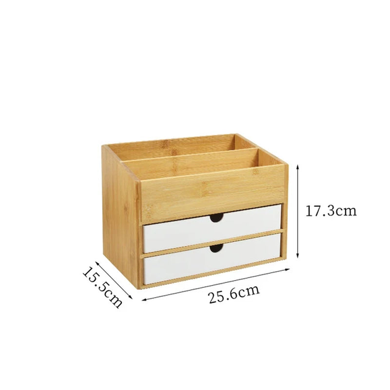 measurements of Bamboo Cosmetic Drawer Storage Box 